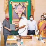 Chief Minister Edappadi K Palaniswami receiving the report on economic revival from the committee headed by former RBI Governor C Rangarajan on Monday