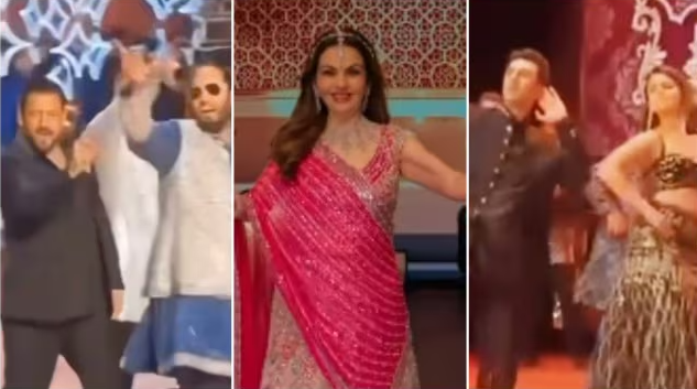 Alia Bhatt Ranbir Kapoor Salman Khan perform at Anant Ambani Radhika Merchant Sangeet.