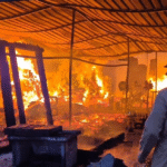 Fire Guts Newly Opened Furniture Shop Near Vaniyambadi in Tirupattur